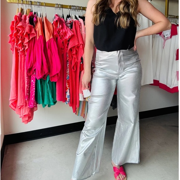 Annie Wear Metallic Wide Leg Pants NEW - Picture 2 of 13